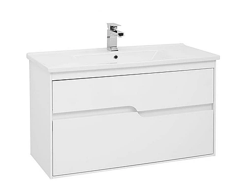 Купить Тумба с раковиной Aquanet Модена 100 212664 подвесная Белый глянец в магазине сантехники Santeh-Crystal.ru