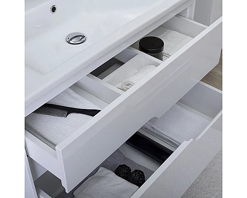 Заказать Тумба с раковиной Aquanet Модена 85 212663 подвесная Белый глянец в магазине сантехники Santeh-Crystal.ru