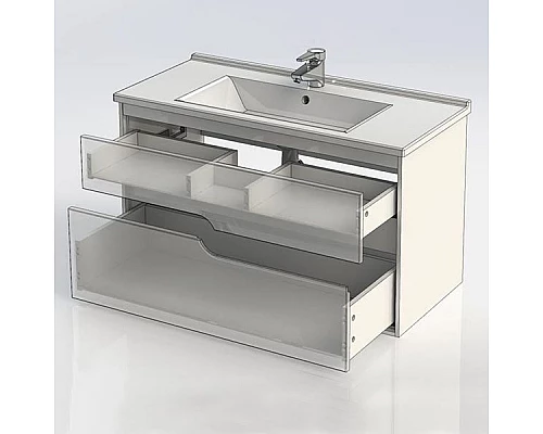 Заказать Тумба под раковину Aquanet Модена 100 198489 подвесная Белый глянец в магазине сантехники Santeh-Crystal.ru