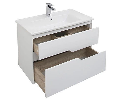 Заказать Тумба под раковину Aquanet Модена 85 196965 подвесная Белый глянец в магазине сантехники Santeh-Crystal.ru