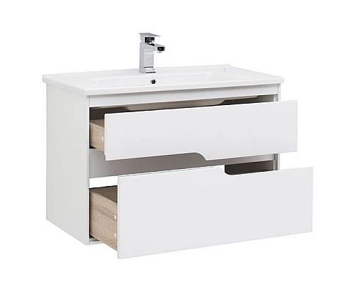 Заказать Тумба под раковину Aquanet Модена 85 196965 подвесная Белый глянец в магазине сантехники Santeh-Crystal.ru