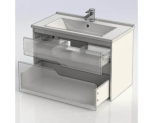 Заказать Тумба под раковину Aquanet Модена 85 196965 подвесная Белый глянец в магазине сантехники Santeh-Crystal.ru