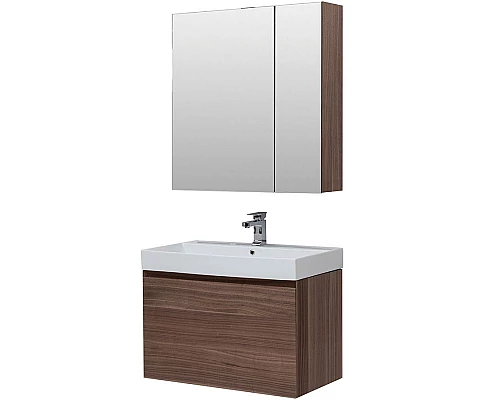 Купить Комплект мебели для ванной Aquanet Нью-Йорк 85 211661 подвесной Шпон Орех в магазине сантехники Santeh-Crystal.ru