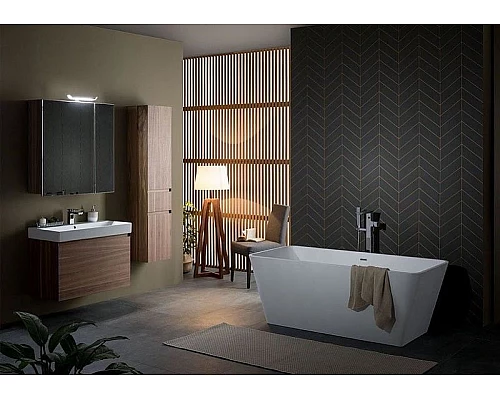 Заказать Зеркальный шкаф Aquanet Нью-Йорк 85 L 203954 Орех в магазине сантехники Santeh-Crystal.ru