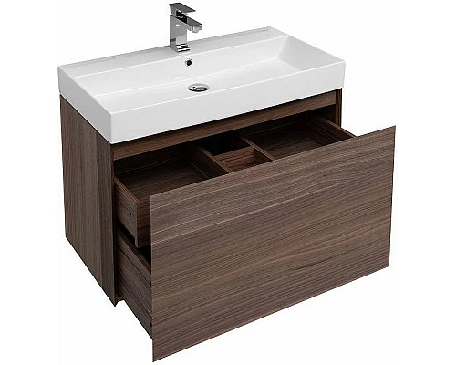 Заказать Тумба с раковиной Aquanet Нью-Йорк 85 213936 подвесная Орех в магазине сантехники Santeh-Crystal.ru