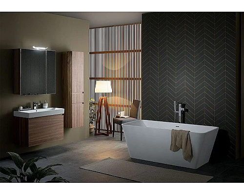 Заказать Тумба с раковиной Aquanet Нью-Йорк 85 213936 подвесная Орех в магазине сантехники Santeh-Crystal.ru