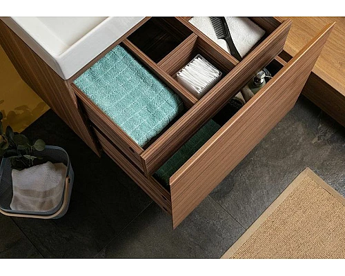 Купить Тумба с раковиной Aquanet Нью-Йорк 60 213934 подвесная Орех в магазине сантехники Santeh-Crystal.ru