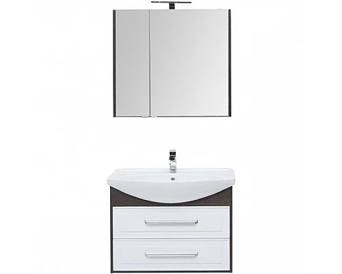 Заказать Тумба под раковину Aquanet Остин 85 200908 подвесная Белый глянец Дуб кантербери в магазине сантехники Santeh-Crystal.ru