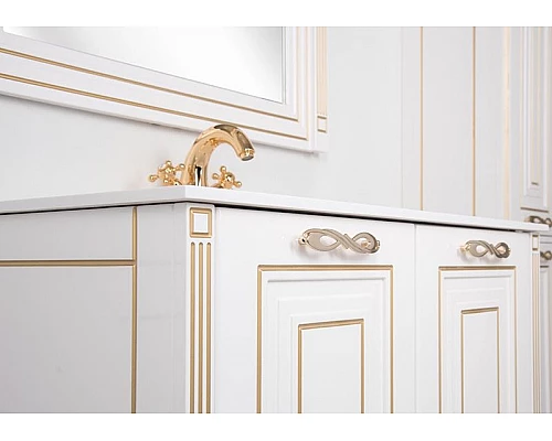 Купить Тумба под раковину Aquanet Паола 90 186116 Белая золото в магазине сантехники Santeh-Crystal.ru