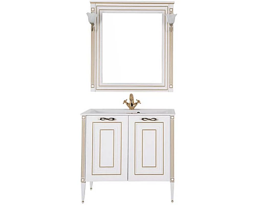 Приобрести Комплект мебели для ванной Aquanet Паола 90 187844 Белый Золото в магазине сантехники Santeh-Crystal.ru