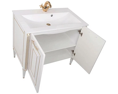 Приобрести Комплект мебели для ванной Aquanet Паола 90 187844 Белый Золото в магазине сантехники Santeh-Crystal.ru
