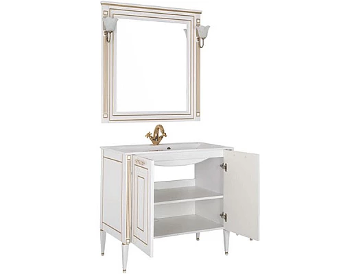 Приобрести Комплект мебели для ванной Aquanet Паола 90 187844 Белый Золото в магазине сантехники Santeh-Crystal.ru