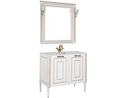 Приобрести Комплект мебели для ванной Aquanet Паола 90 187844 Белый Золото в магазине сантехники Santeh-Crystal.ru