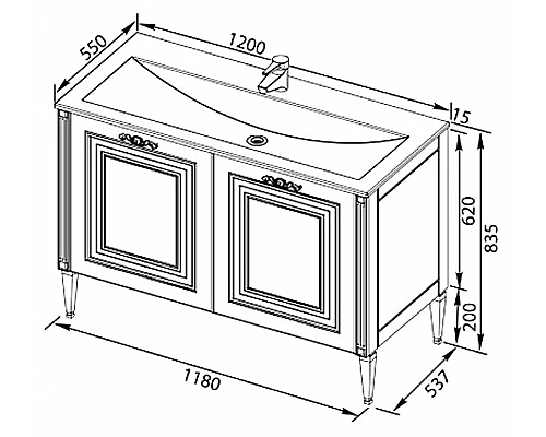 Заказать Тумба с раковиной Aquanet Паола 120 213046 Белая в магазине сантехники Santeh-Crystal.ru