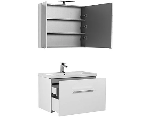 Приобрести Комплект мебели для ванной Aquanet Порто 80 196677 подвесной Белый в магазине сантехники Santeh-Crystal.ru