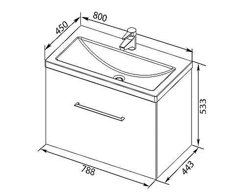 Приобрести Тумба с раковиной Aquanet Порто 80 212577 подвесная Белая в магазине сантехники Santeh-Crystal.ru