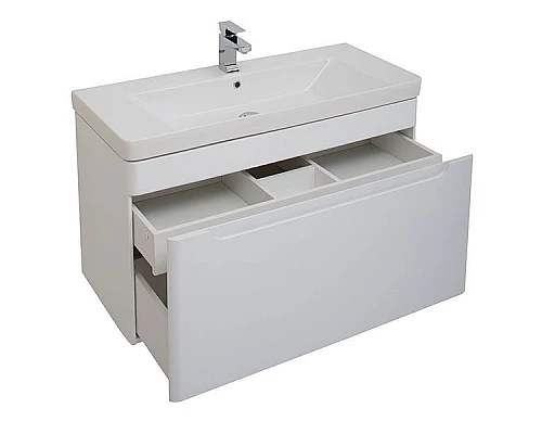 Заказать Тумба с раковиной Aquanet София 105 212588 подвесная Белый глянец в магазине сантехники Santeh-Crystal.ru