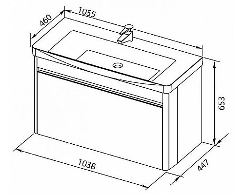 Заказать Тумба с раковиной Aquanet София 105 212588 подвесная Белый глянец в магазине сантехники Santeh-Crystal.ru