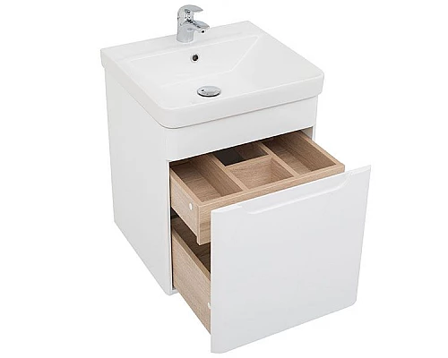 Купить Тумба с раковиной Aquanet София 50 212585 подвесная Белый глянец в магазине сантехники Santeh-Crystal.ru