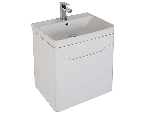 Приобрести Тумба с раковиной Aquanet София 60 212586 подвесная Белый глянец в магазине сантехники Santeh-Crystal.ru