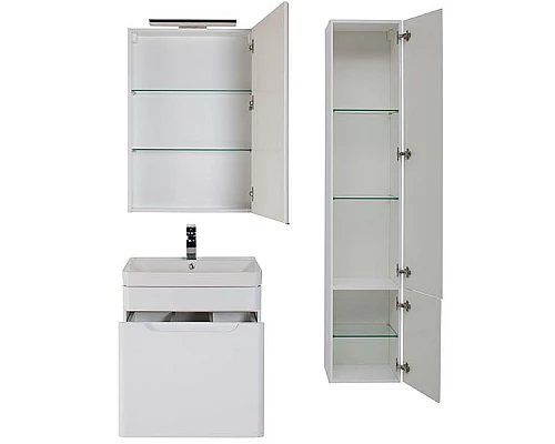 Приобрести Тумба с раковиной Aquanet София 60 212586 подвесная Белый глянец в магазине сантехники Santeh-Crystal.ru