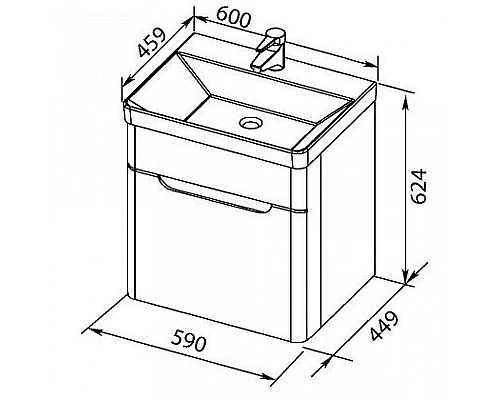 Приобрести Тумба с раковиной Aquanet София 60 212586 подвесная Белый глянец в магазине сантехники Santeh-Crystal.ru