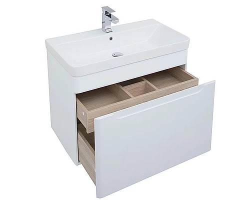 Заказать Тумба с раковиной Aquanet София 80 212587 подвесная Белый глянец в магазине сантехники Santeh-Crystal.ru