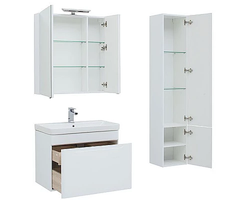 Заказать Тумба с раковиной Aquanet София 80 212587 подвесная Белый глянец в магазине сантехники Santeh-Crystal.ru