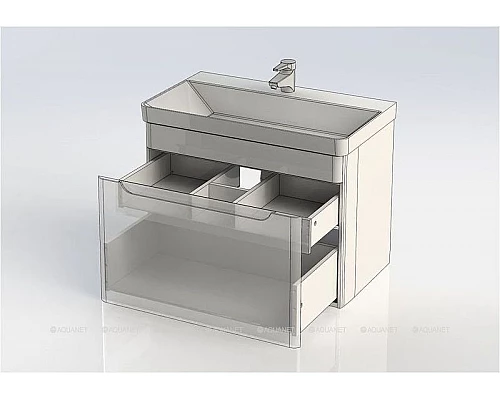 Заказать Тумба с раковиной Aquanet София 80 212587 подвесная Белый глянец в магазине сантехники Santeh-Crystal.ru
