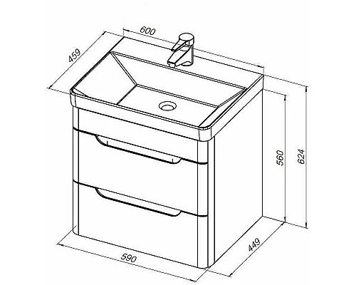 Купить Тумба под раковину Aquanet София 60 288905 подвесная Белый глянец в магазине сантехники Santeh-Crystal.ru