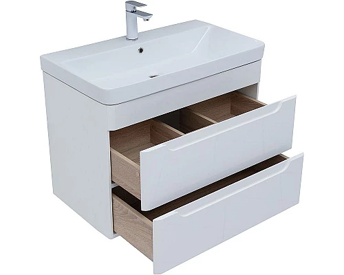 Купить Тумба под раковину Aquanet София 80 274002 подвесная Белый глянец в магазине сантехники Santeh-Crystal.ru