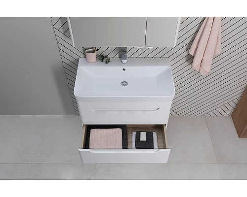 Купить Тумба под раковину Aquanet София 80 274002 подвесная Белый глянец в магазине сантехники Santeh-Crystal.ru