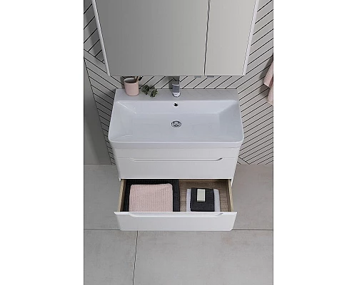Купить Тумба под раковину Aquanet София 80 274002 подвесная Белый глянец в магазине сантехники Santeh-Crystal.ru