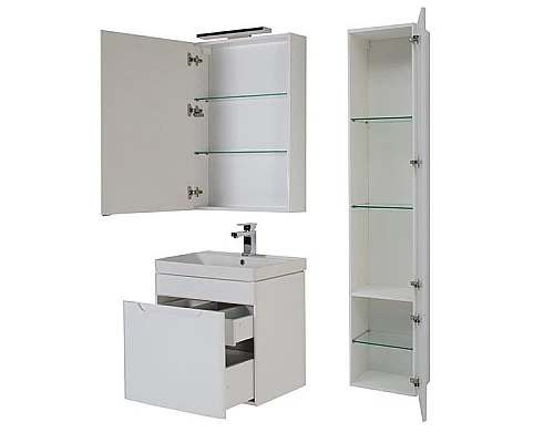 Купить Тумба под раковину Aquanet София 60 196956 подвесная Белый глянец в магазине сантехники Santeh-Crystal.ru