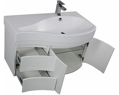 Заказать Тумба под раковину Aquanet Сопрано 95 R 169633 подвесная Белая в магазине сантехники Santeh-Crystal.ru