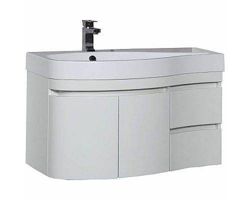 Купить Тумба под раковину Aquanet Сопрано 95 L 169631 подвесная Белая в магазине сантехники Santeh-Crystal.ru