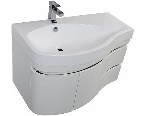 Купить Тумба под раковину Aquanet Сопрано 95 L 169631 подвесная Белая в магазине сантехники Santeh-Crystal.ru