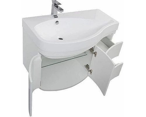 Купить Тумба под раковину Aquanet Сопрано 95 L 169631 подвесная Белая в магазине сантехники Santeh-Crystal.ru