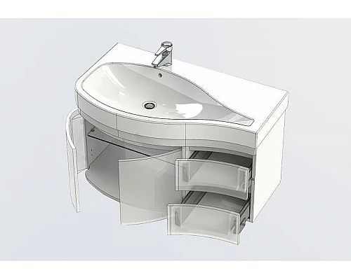 Купить Тумба под раковину Aquanet Сопрано 95 L 169631 подвесная Белая в магазине сантехники Santeh-Crystal.ru