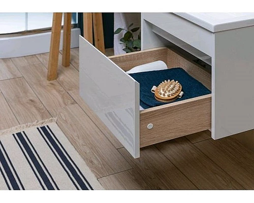 Купить Тумба под раковину Aquanet Токио 130 236917 подвесная Белая в магазине сантехники Santeh-Crystal.ru