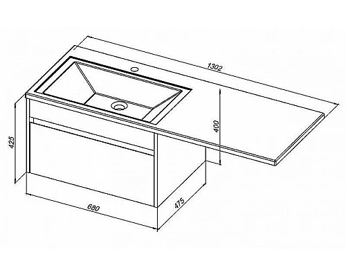 Купить Тумба под раковину Aquanet Токио 130 236917 подвесная Белая в магазине сантехники Santeh-Crystal.ru