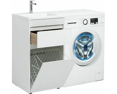 Купить Тумба с раковиной Aquanet Токио 110 L 239298 Белая в магазине сантехники Santeh-Crystal.ru