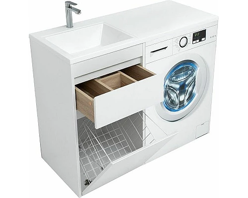 Купить Тумба с раковиной Aquanet Токио 110 L 239298 Белая в магазине сантехники Santeh-Crystal.ru