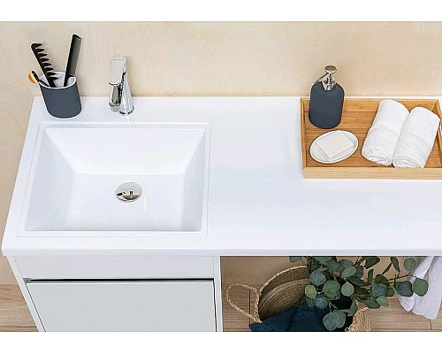 Купить Тумба с раковиной Aquanet Токио 110 L 239298 Белая в магазине сантехники Santeh-Crystal.ru