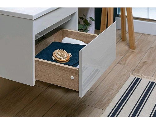 Заказать Тумба с раковиной Aquanet Токио 110 L 239208 подвесная Белая в магазине сантехники Santeh-Crystal.ru