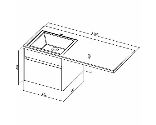 Заказать Тумба с раковиной Aquanet Токио 110 L 239208 подвесная Белая в магазине сантехники Santeh-Crystal.ru