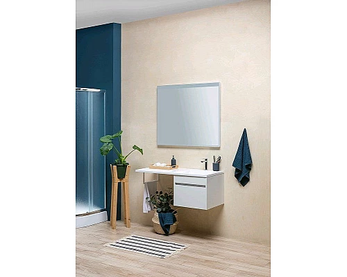 Заказать Тумба с раковиной Aquanet Токио 120 R 239213 подвесная Белая в магазине сантехники Santeh-Crystal.ru