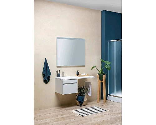 Заказать Тумба с раковиной Aquanet Токио 130 L 239217 подвесная Белая в магазине сантехники Santeh-Crystal.ru