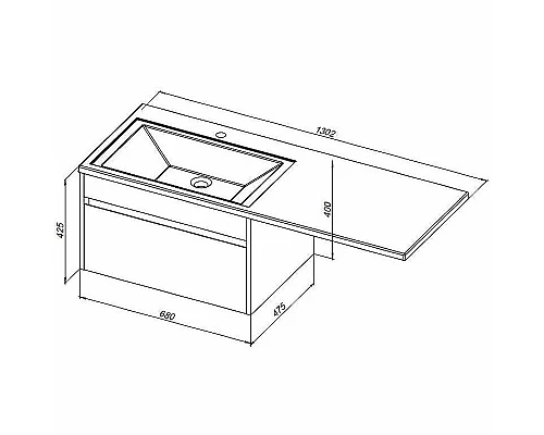 Заказать Тумба с раковиной Aquanet Токио 130 L 239217 подвесная Белая в магазине сантехники Santeh-Crystal.ru