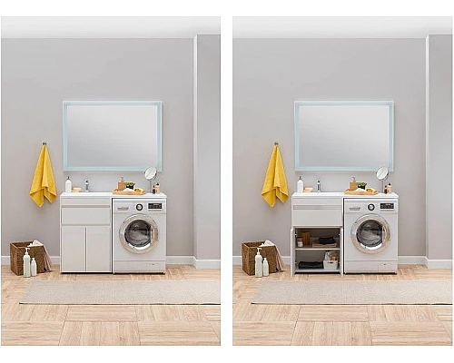 Приобрести Тумба с раковиной Aquanet Токио 130 L 239215 Белая в магазине сантехники Santeh-Crystal.ru